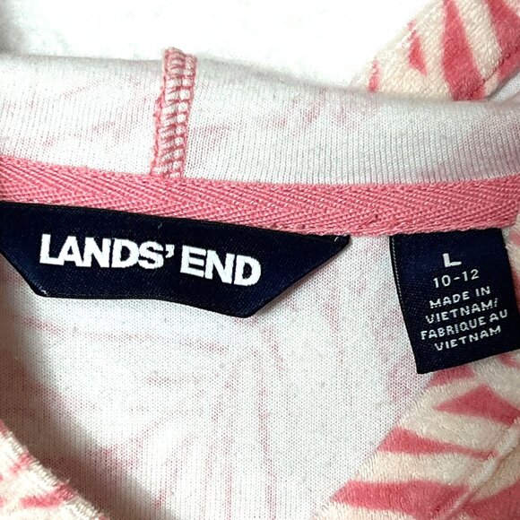 Girls Lands End Pink & Cream Tropical Print Tunic Hooded BeachCoverup Size Large - Picture 4 of 9